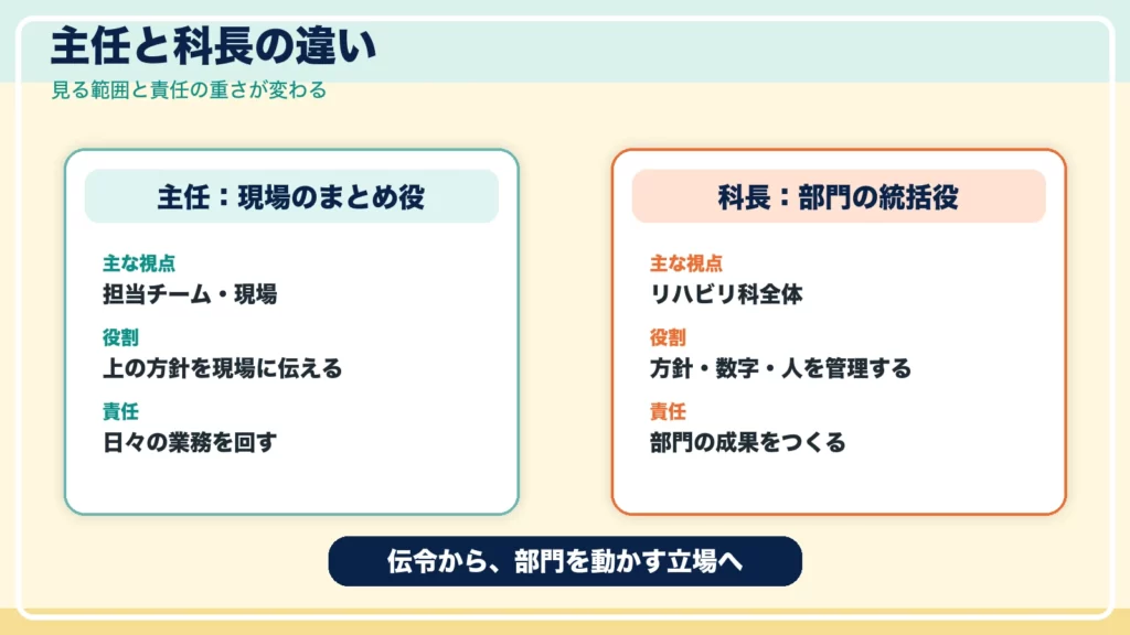リハビリの主任と科長の違い