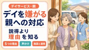デイサービスを嫌がる親への対応と5つの理由を元デイ管理職が解説する記事のアイキャッチ画像
