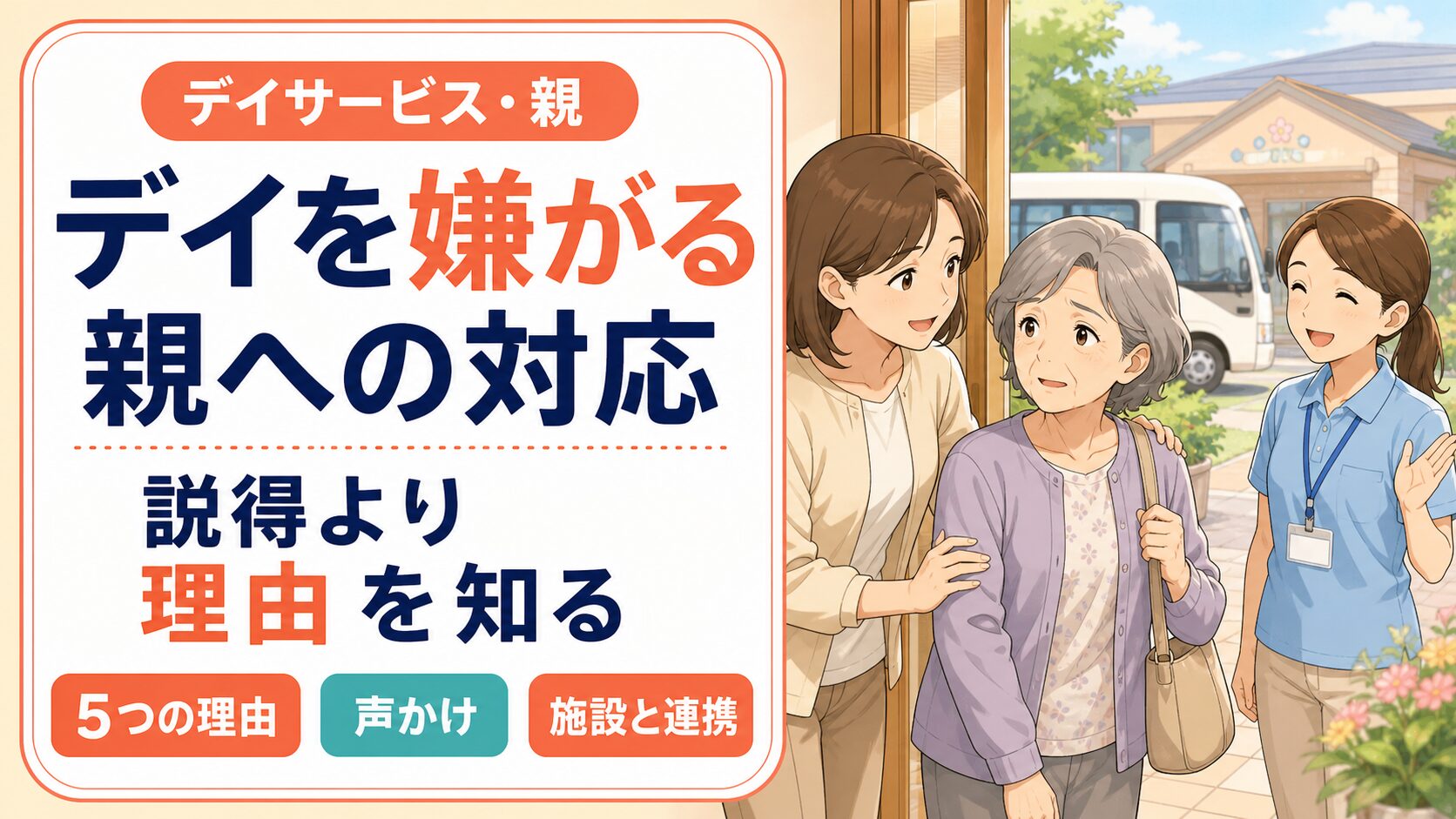 デイサービスを嫌がる親への対応と5つの理由を元デイ管理職が解説する記事のアイキャッチ画像
