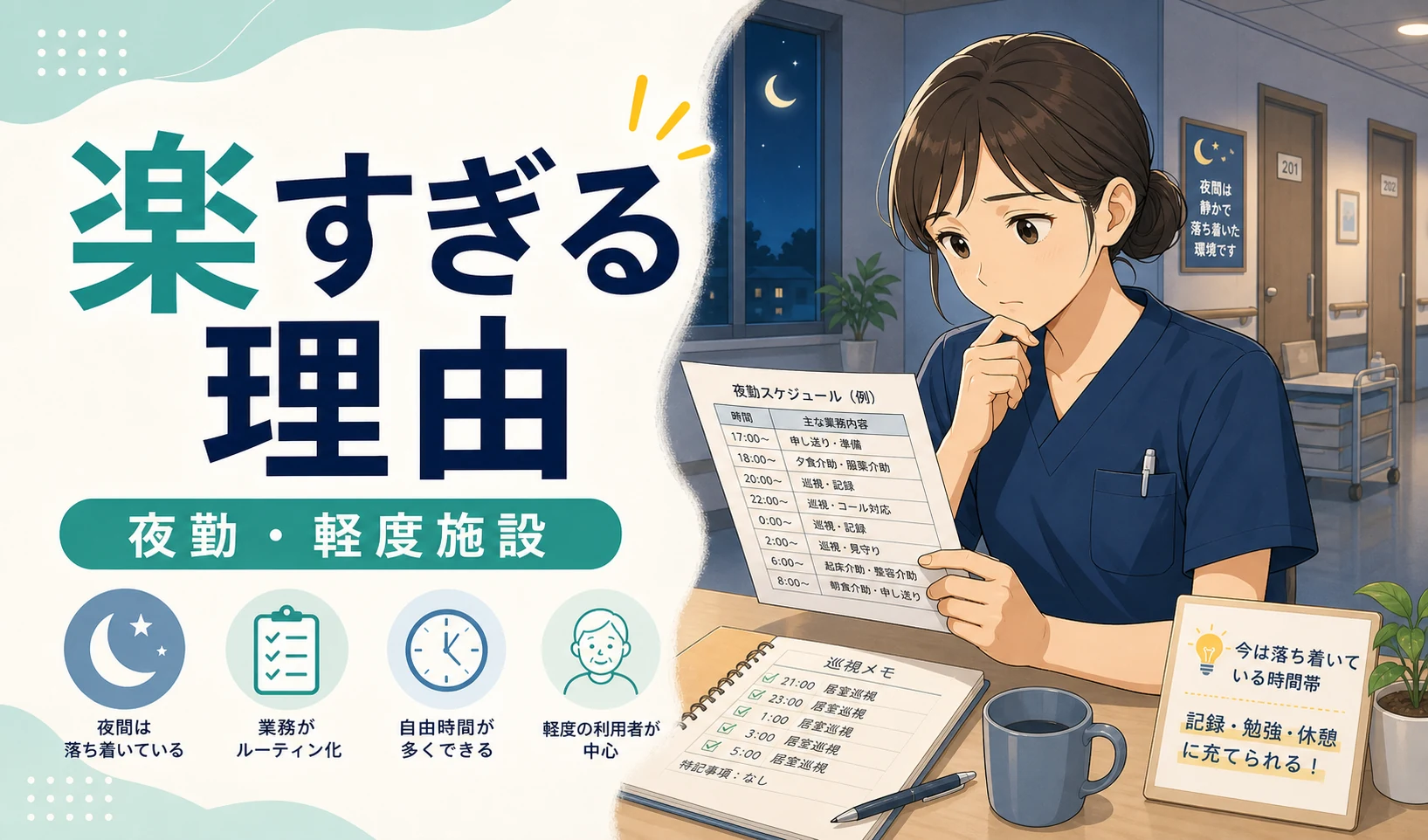 介護の夜勤や軽度施設が楽すぎると感じる理由