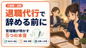 介護職が退職代行で辞める前に管理職が明かす5つの本音を解説する記事のアイキャッチ画像