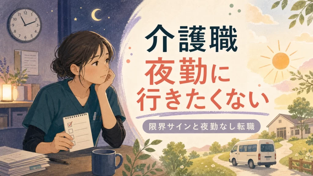 介護職で夜勤に行きたくない人へ向けた夜勤なし転職のイラスト