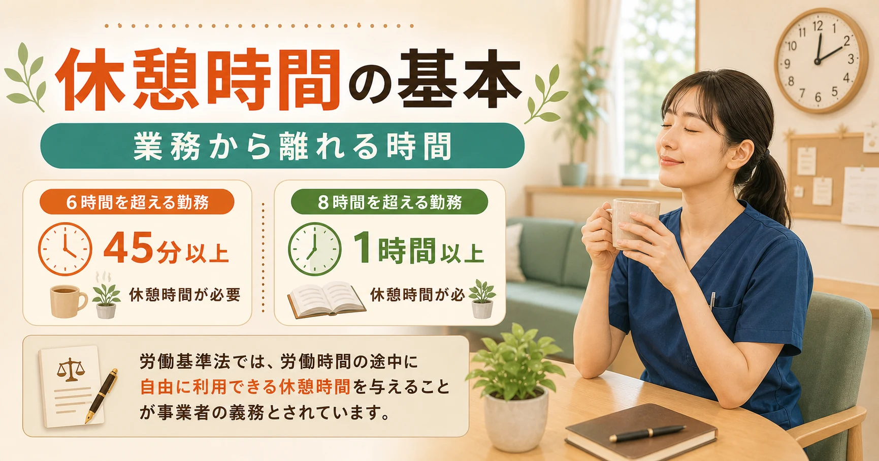介護職の休憩時間の基本を整理した図解