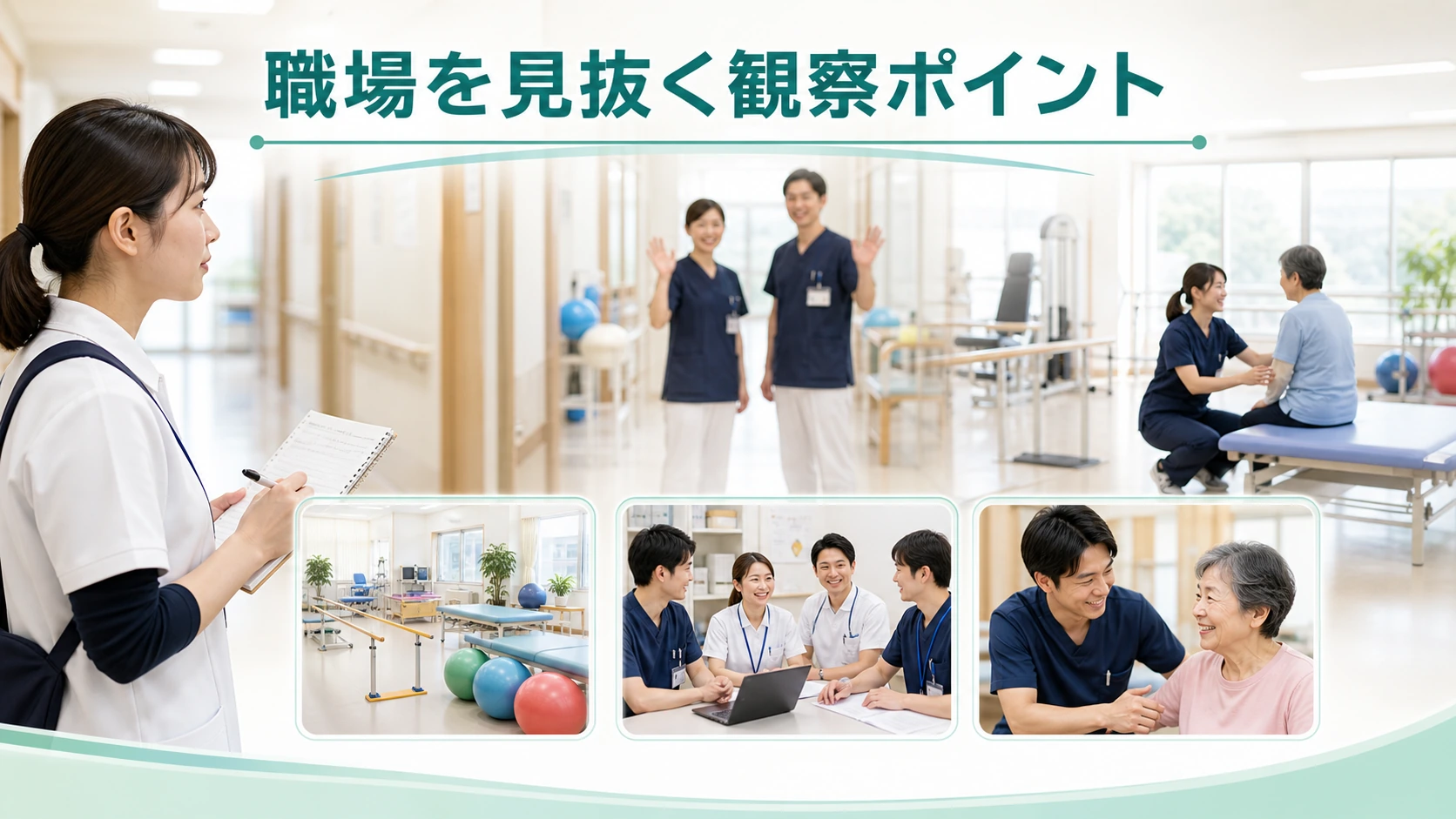 職場の雰囲気を観察する理学療法士