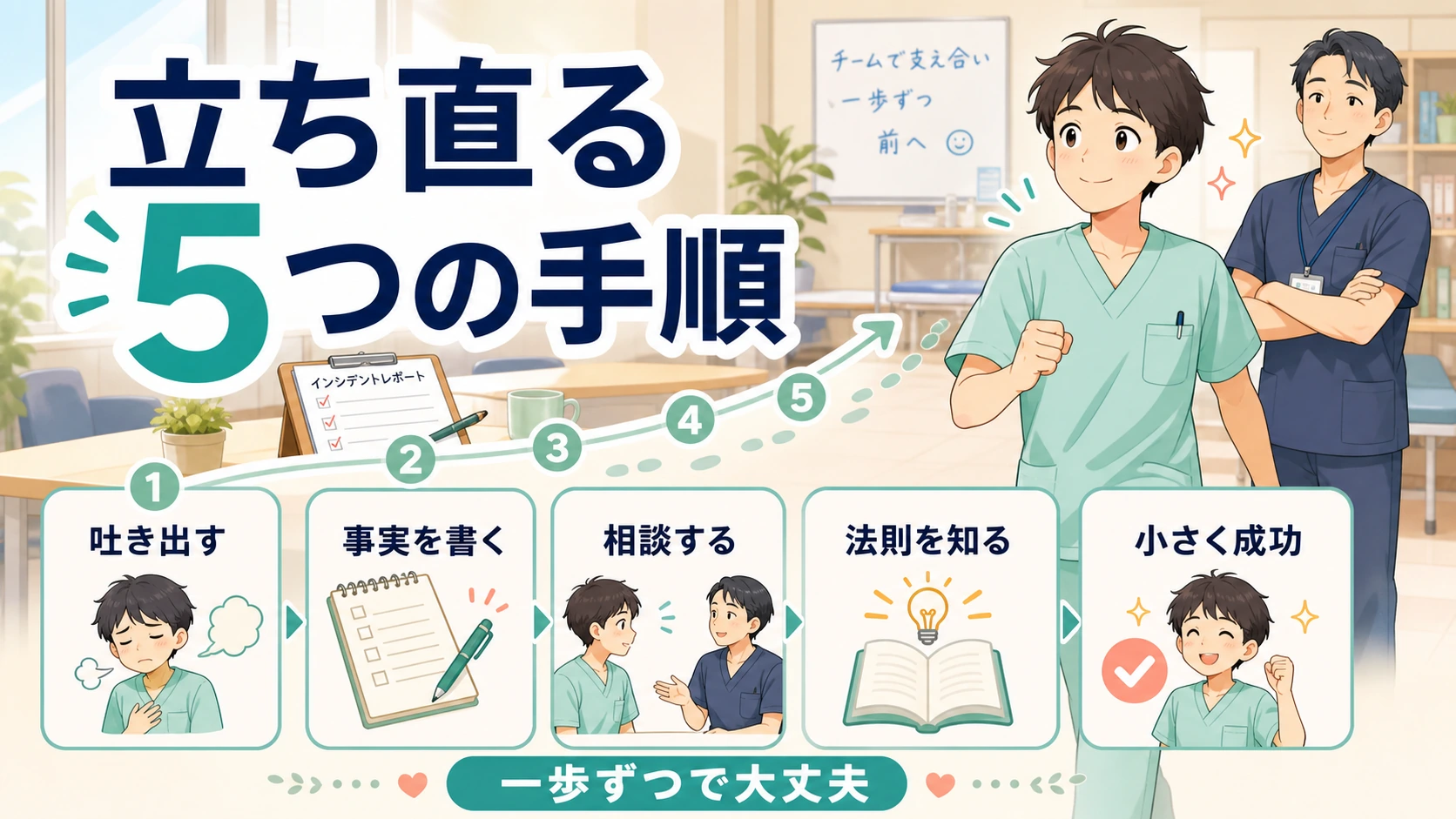 インシデント後の落ち込みから5つの手順で立ち直るリハビリ職