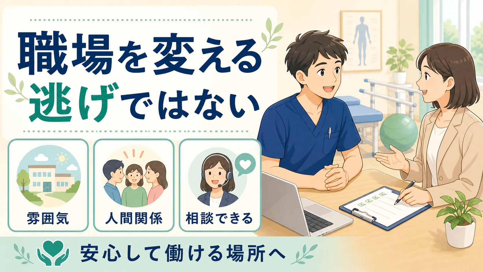 職場を変えるのは逃げではないことを伝える図解