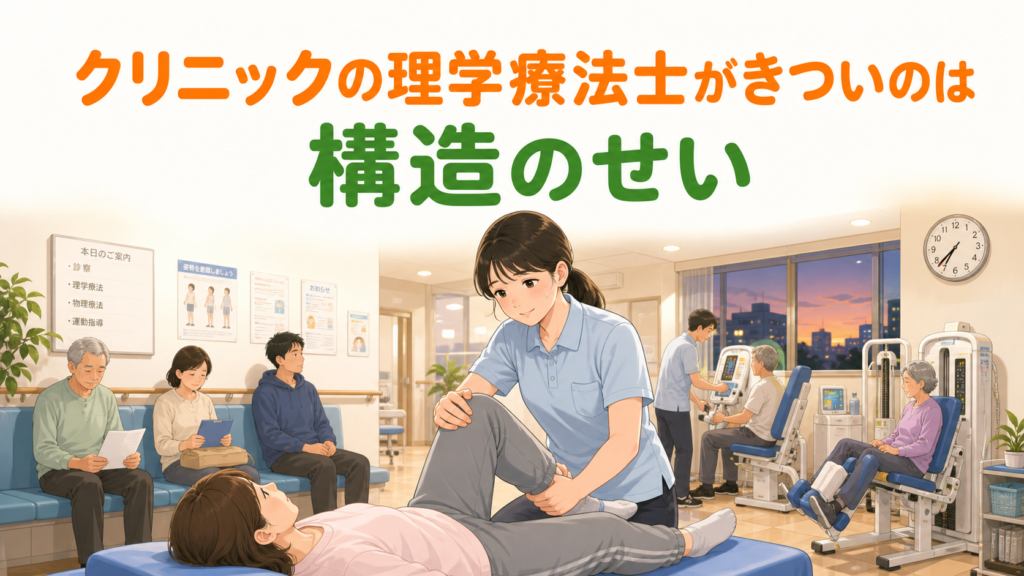 夕方のクリニックで多くの患者を担当する理学療法士