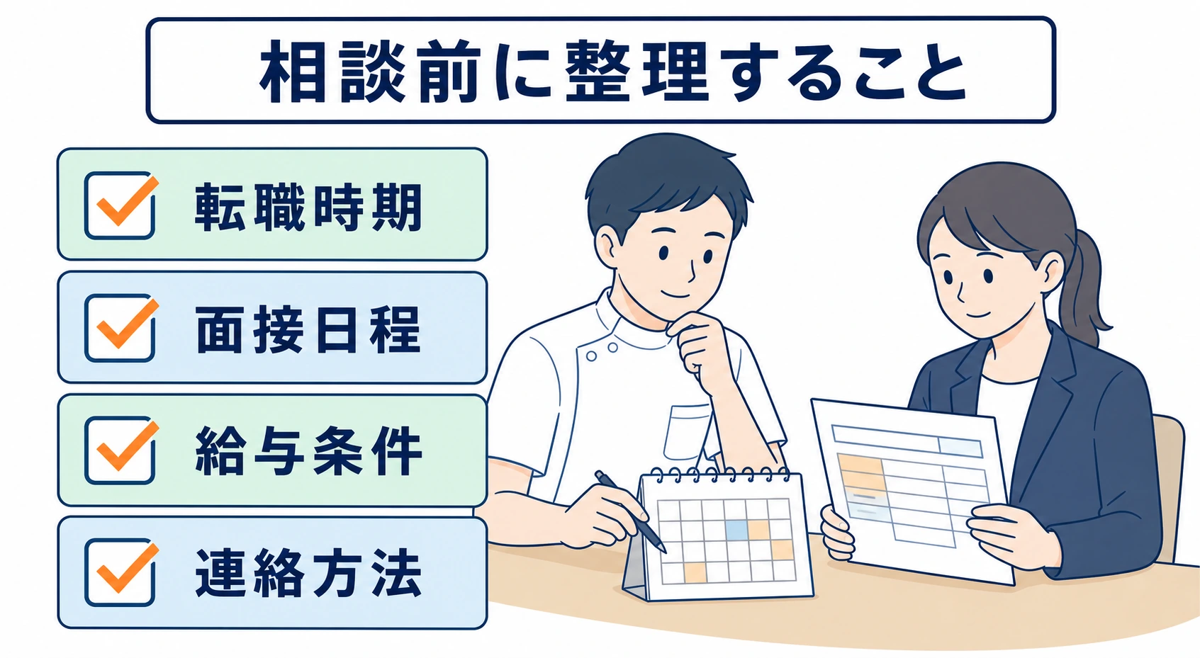 転職エージェントへ相談する前に転職時期と面接日程と給与条件と連絡方法を整理