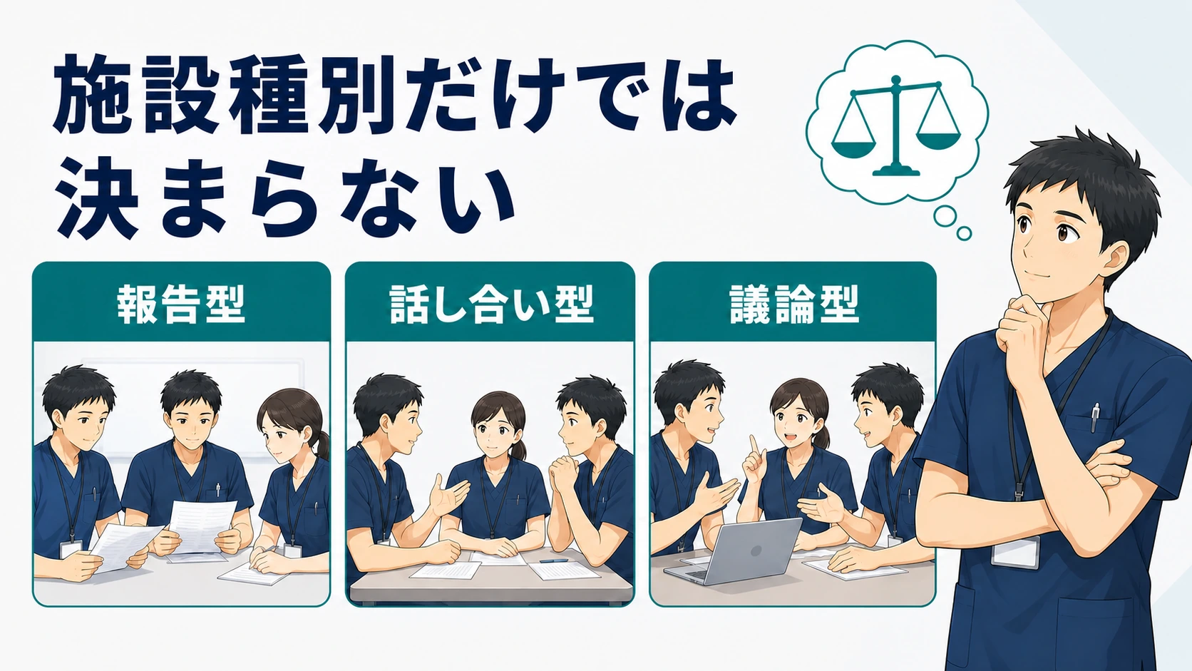 施設種別だけでは決まらず職場によっても異なるカンファレンスの形式