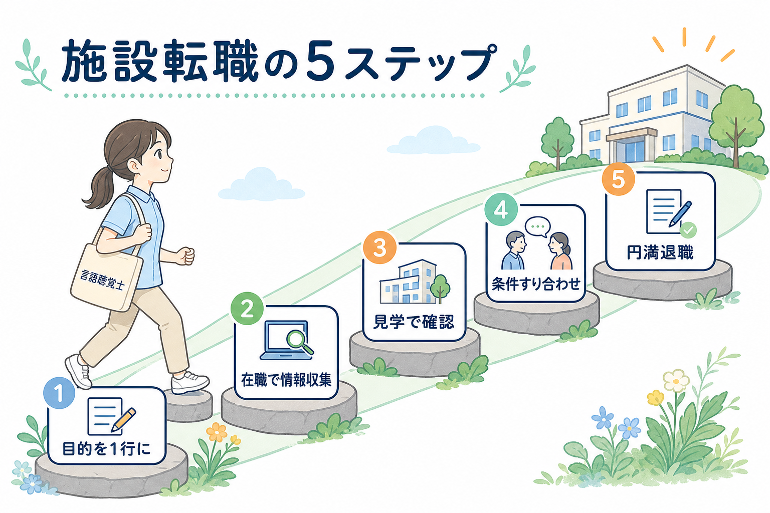 言語聴覚士が病院から施設へ転職するための5つのステップ