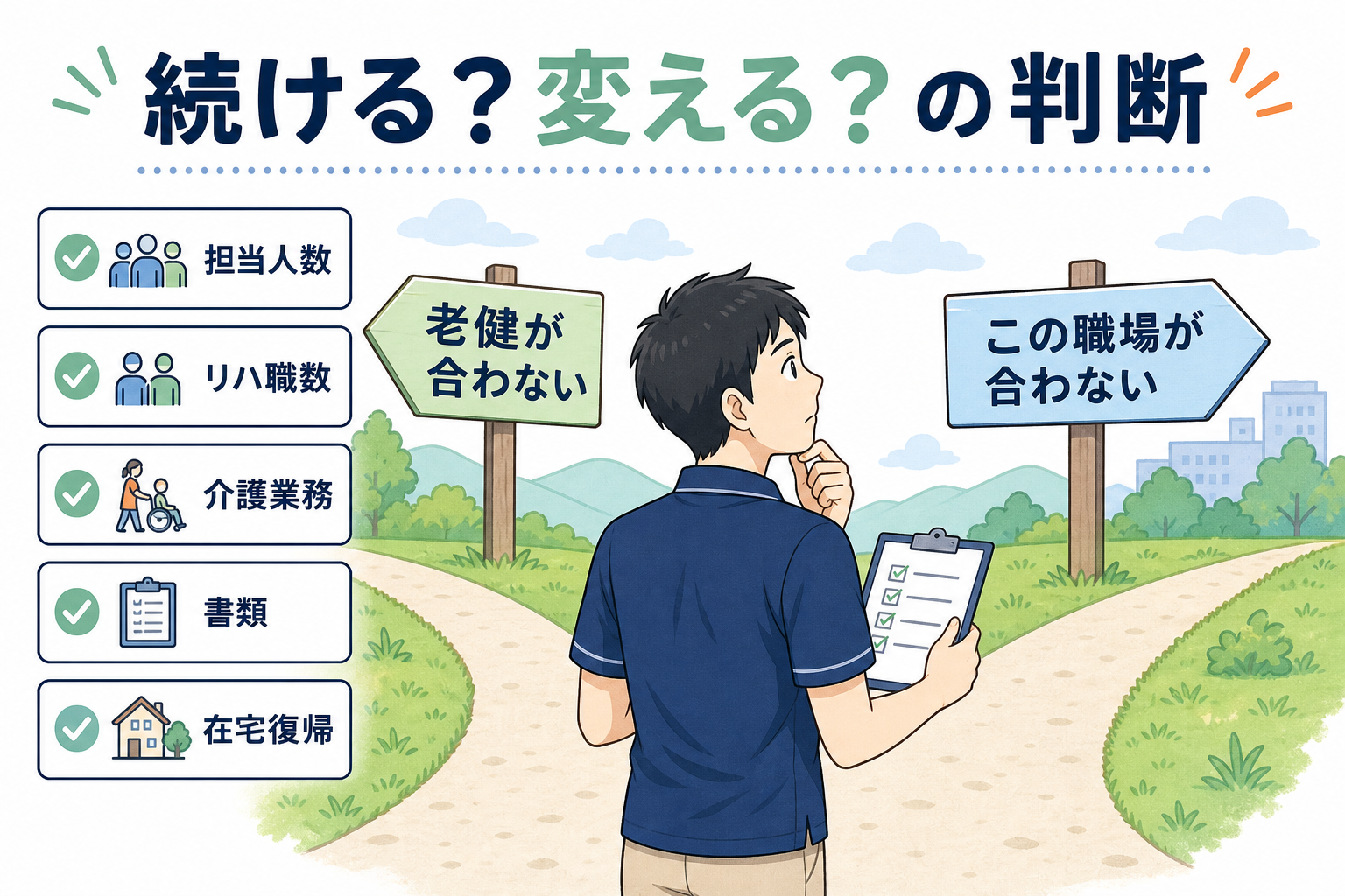 老健を続けるか職場を変えるかを判断する基準の図